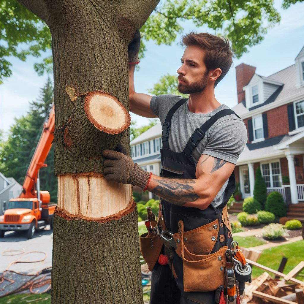 Blog Article - Arborist performing maintenance on a tree in a Alabama home's yard